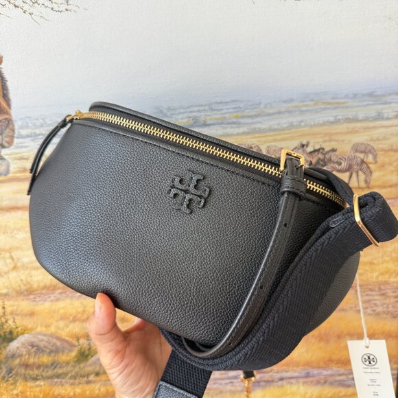 Best Price‼️Tory Burch Thea Belt Bag 165917 Pebbled Leather Black $395 - Picture 7 of 9